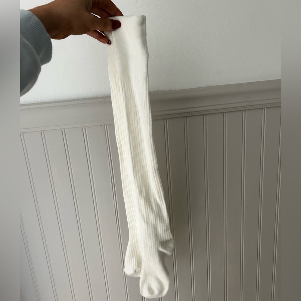 Long Cream Women's Ribbed Knee High Socks